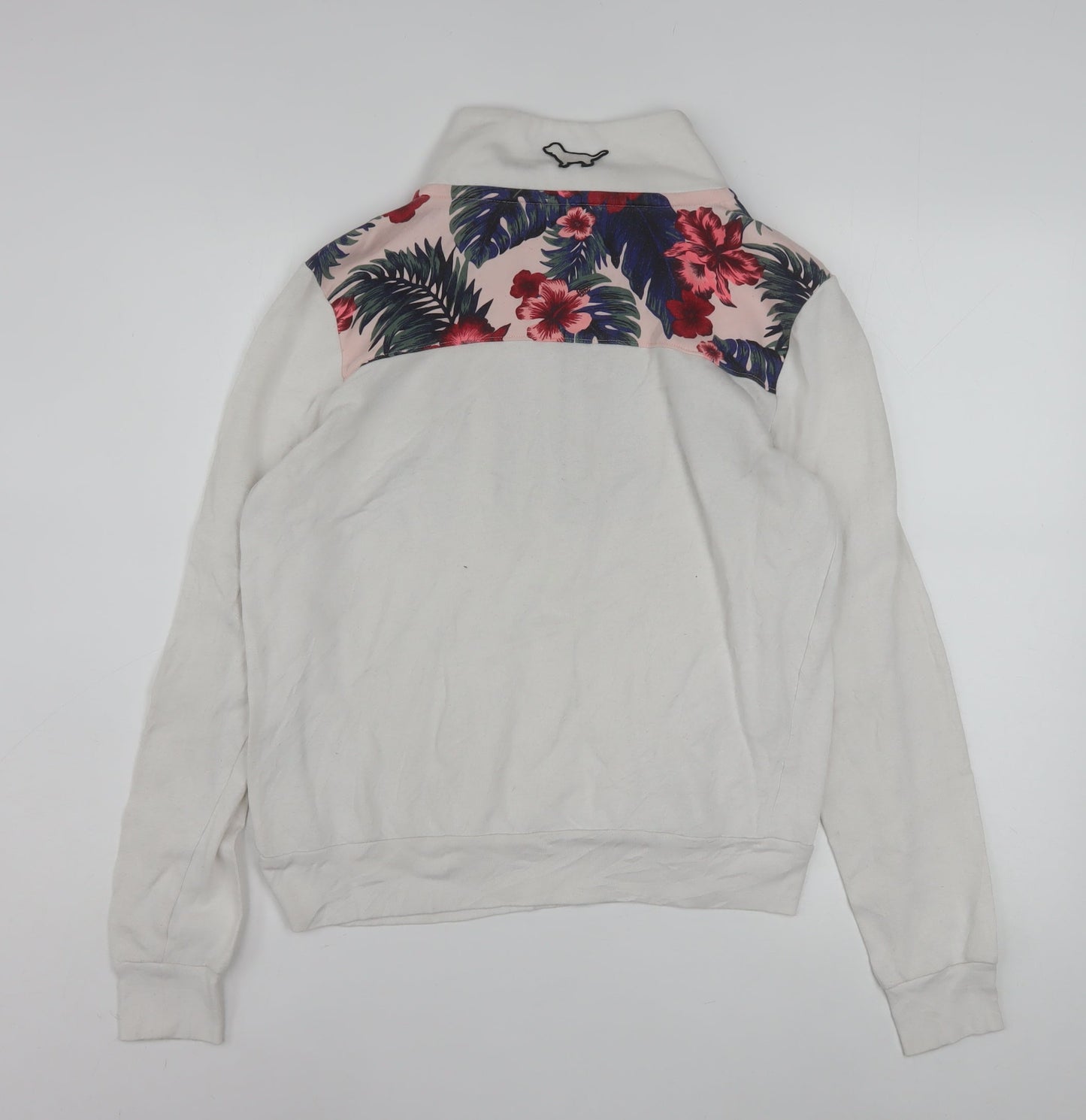 Victoria's Secret PINK Women's White Floral 1/4 Zip Sweatshirt Size M