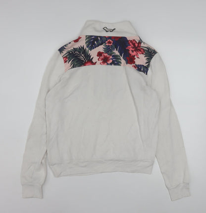 Victoria's Secret PINK Women's White Floral 1/4 Zip Sweatshirt Size M