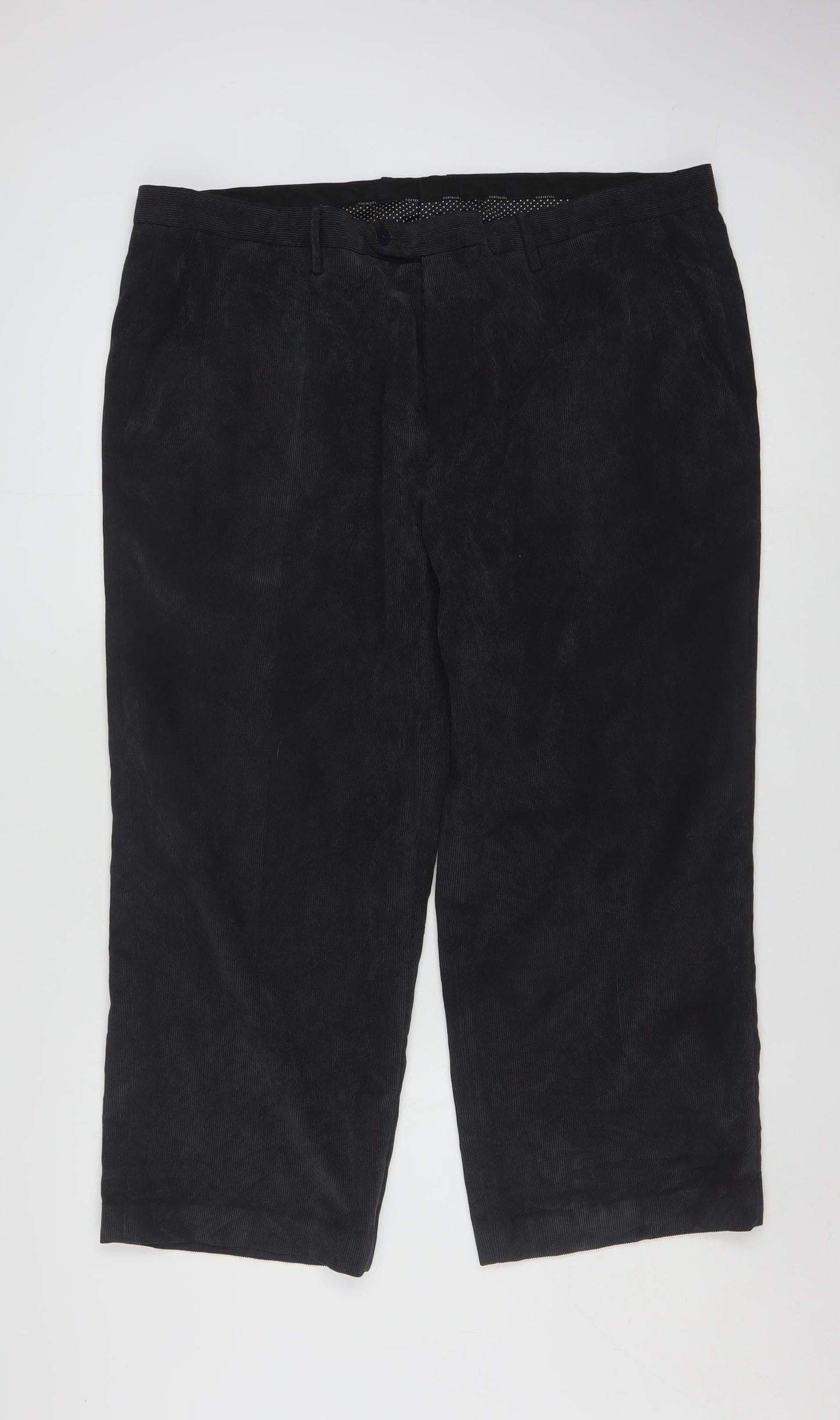 Cortefiel Men's Black Corduroy Chino Trousers Size 2XL 38W