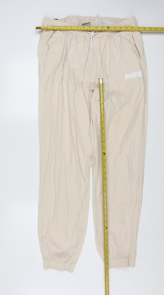Puma Men Beige Cotton Jogger Trousers XL Regular Fit