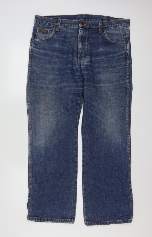 Wrangler Men's Blue Regular Fit Straight Leg Jeans W36 L32