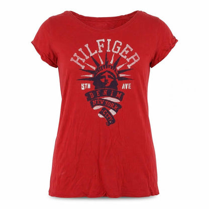Tommy Hilfiger Women Red XL Basic Cotton T-Shirt Classic Casual