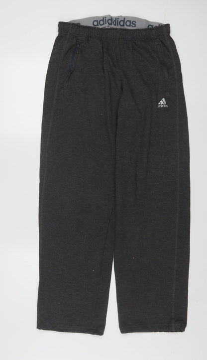 Adidas Men's Grey M Sweatpants Regular Fit Activewear Trousers