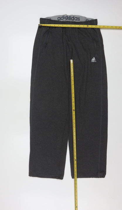 Adidas Men's Grey M Sweatpants Regular Fit Activewear Trousers