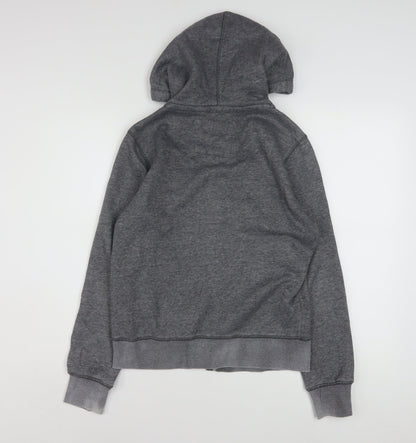 Hollister Women Grey Full Zip Hoodie Medium Embroidered SoCal Logo