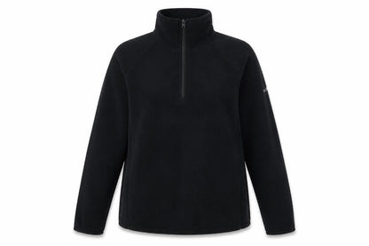 Columbia Womens Black Fleece Pullover Sweatshirt L 1/4 Zip Outdoor
