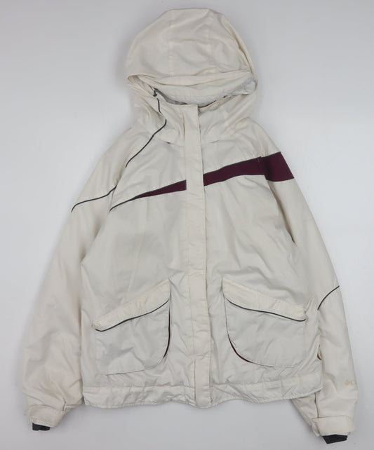 Columbia Women's Cream Hooded Puffer Jacket L Waterproof Winter Coat