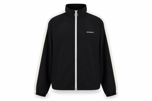 New Balance Womens Black L Windbreaker Jacket with Zip Pockets