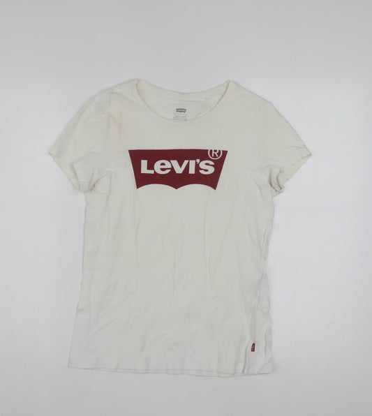Levi's Womens White Logo Crew Neck Short Sleeve Cotton T-Shirt S