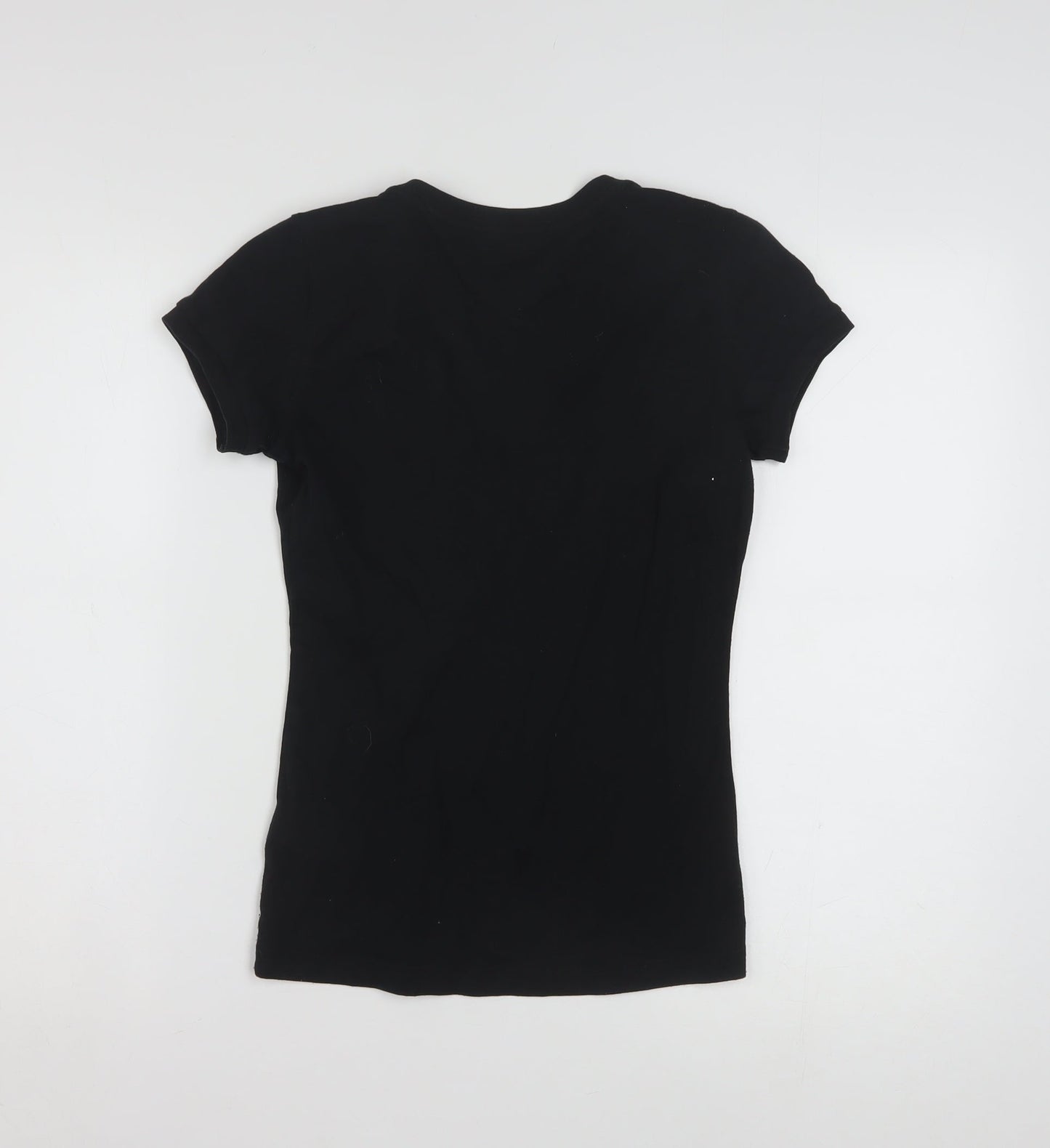 Tommy Hilfiger Women Black Classic V-Neck Short Sleeve T-Shirt M
