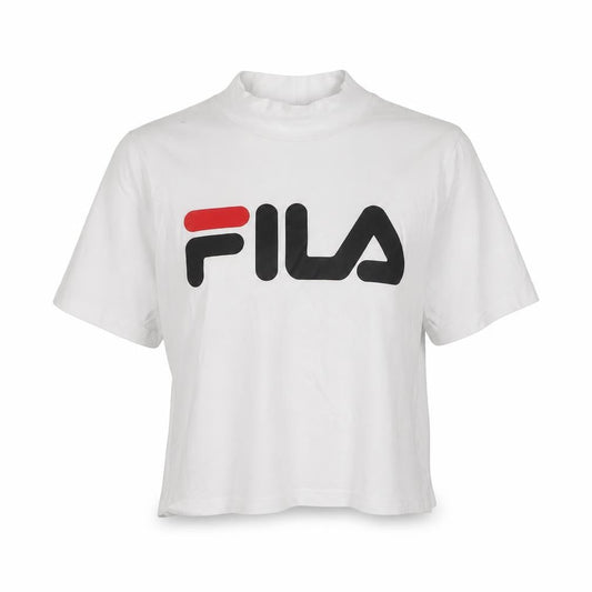 FILA Women's White Cropped T-Shirt High Neck Short Sleeve M
