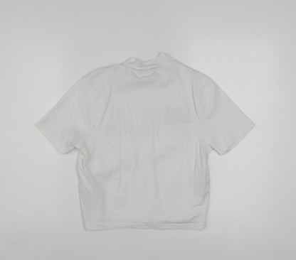 FILA Women's White Cropped T-Shirt High Neck Short Sleeve M