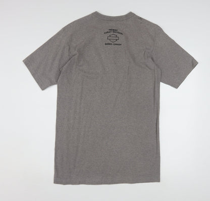 Harley-Davidson Men's Grey Henley T-Shirt L Classic Cotton Blend