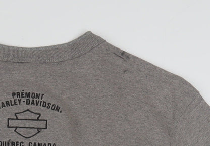 Harley-Davidson Men's Grey Henley T-Shirt L Classic Cotton Blend