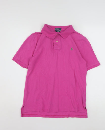 Ralph Lauren Women's Pink Cotton Polo Shirt L Short Sleeve Casual