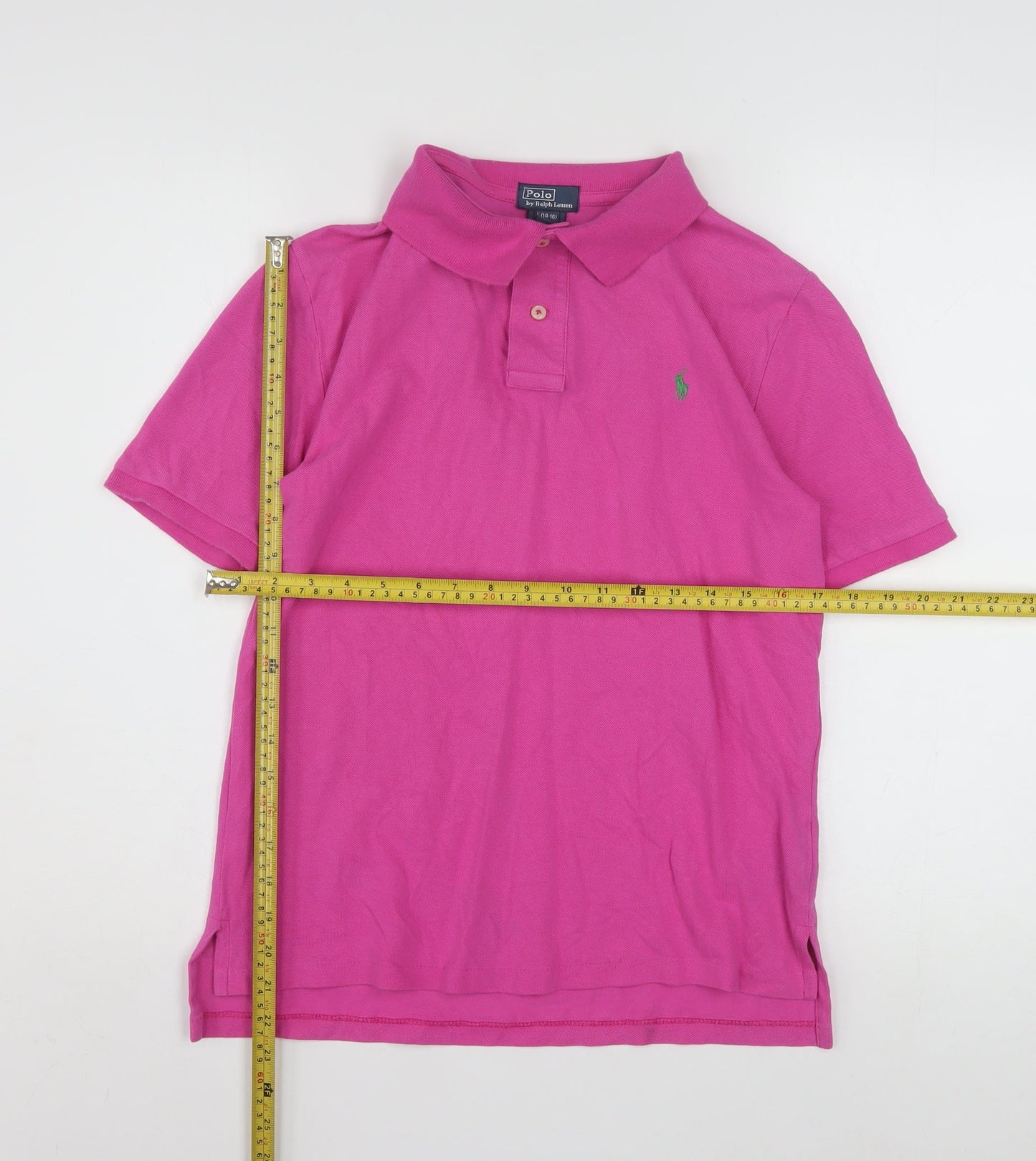 Ralph Lauren Women's Pink Cotton Polo Shirt L Short Sleeve Casual