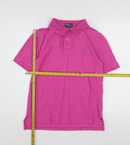 Ralph Lauren Women's Pink Cotton Polo Shirt L Short Sleeve Casual