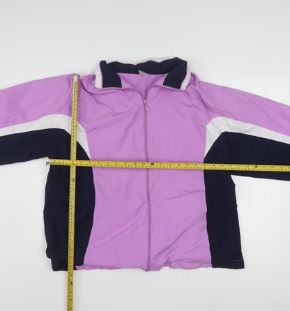 Cheetah Womens Purple Windbreaker Jacket Size 14 Lined Full Zip