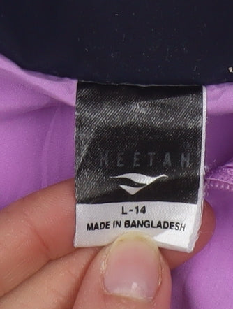 Cheetah Womens Purple Windbreaker Jacket Size 14 Lined Full Zip
