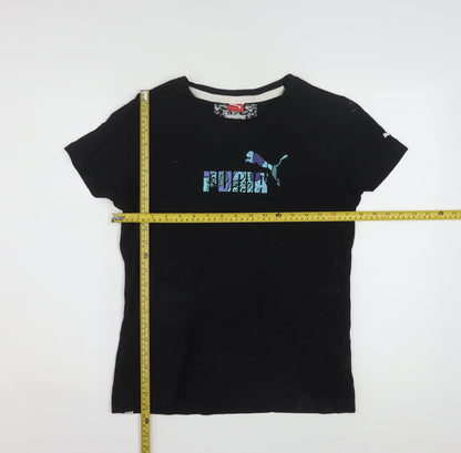 Puma Women's Black Cotton T-Shirt Size 14 Short Sleeve Casual