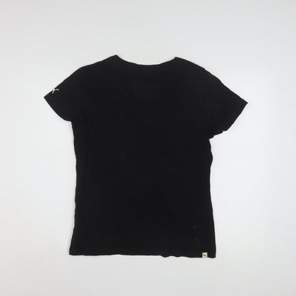 Puma Women's Black Cotton T-Shirt Size 14 Short Sleeve Casual