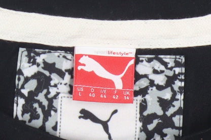 Puma Women's Black Cotton T-Shirt Size 14 Short Sleeve Casual