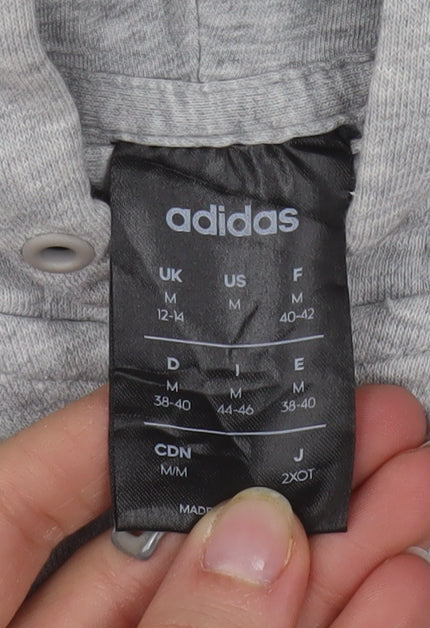 Adidas Women Grey Full Zip Hoodie Size M 12-14 Red Stripe Casual