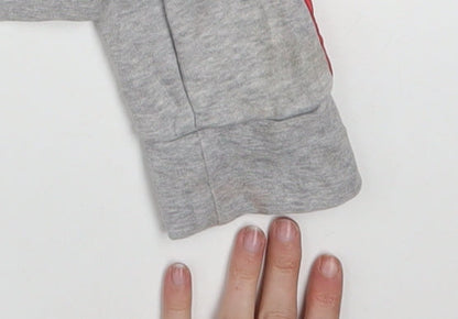 Adidas Women Grey Full Zip Hoodie Size M 12-14 Red Stripe Casual