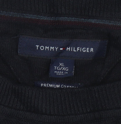 Tommy Hilfiger Men's Black XL Cotton Crew Neck Pullover Jumper