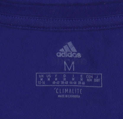 Adidas Womens Blue Climalite Logo T-Shirt Size M 12-14