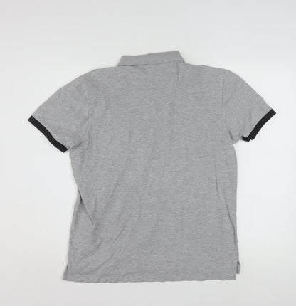 Hugo Boss Men's Grey Cotton Polo Shirt L Short Sleeve Designer