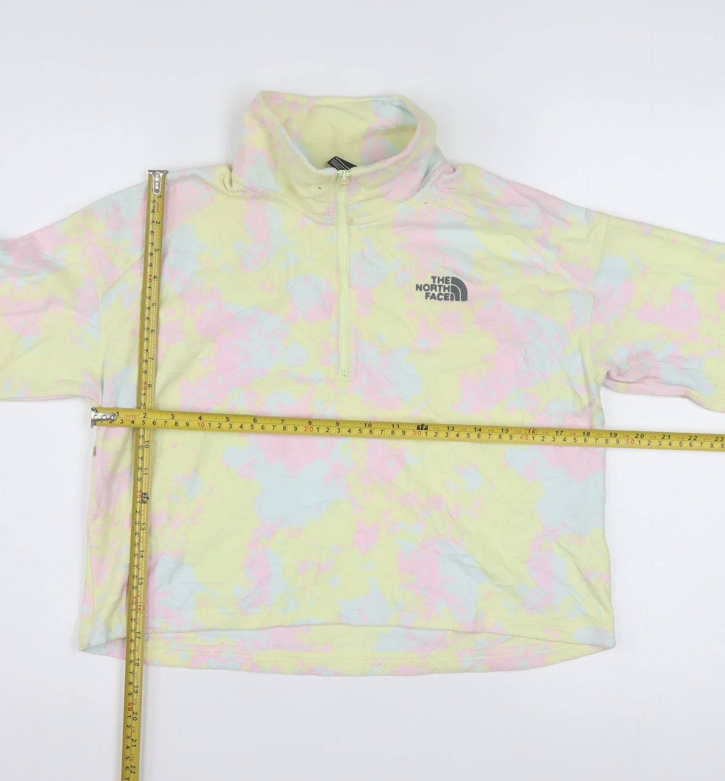 The North Face Womens Yellow Tie Dye 1/4 Zip Fleece Sweatshirt M