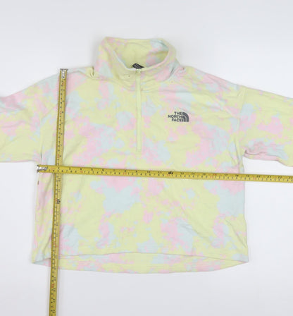 The North Face Womens Yellow Tie Dye 1/4 Zip Fleece Sweatshirt M