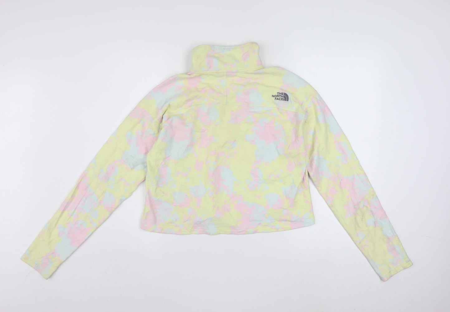 The North Face Womens Yellow Tie Dye 1/4 Zip Fleece Sweatshirt M