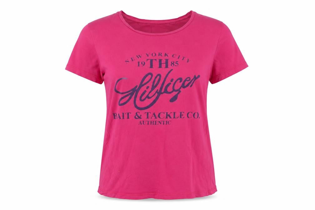 Tommy Hilfiger Women's Pink XL Basic Cotton Logo T-Shirt