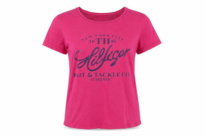 Tommy Hilfiger Women's Pink XL Basic Cotton Logo T-Shirt