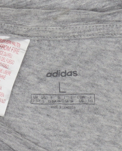 Adidas Women's Grey Basic Crew Neck Cotton T-Shirt Size L
