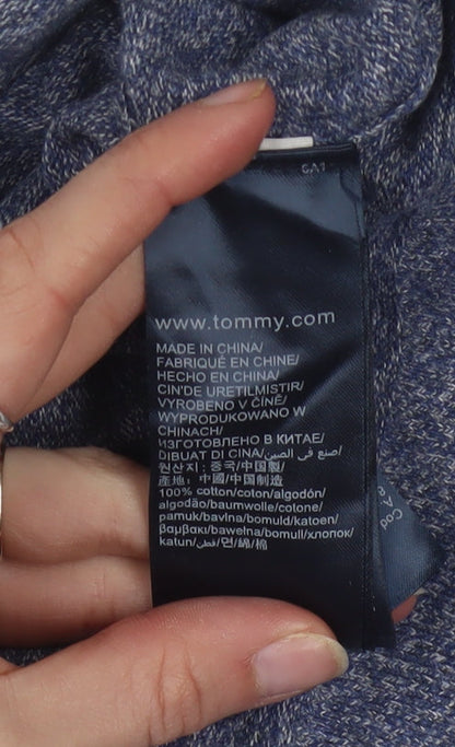 Tommy Hilfiger Men Blue Knit Cotton Crew Neck Pullover Sweatshirt L