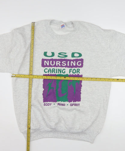 Jerzees Womens Grey USD Nursing Graphic Pullover Sweatshirt L