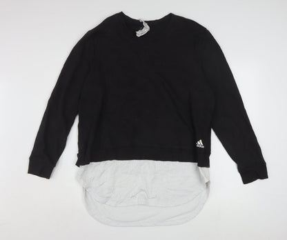Adidas Women Black XL Sweatshirt Pullover Long Sleeve Crew Neck Casual