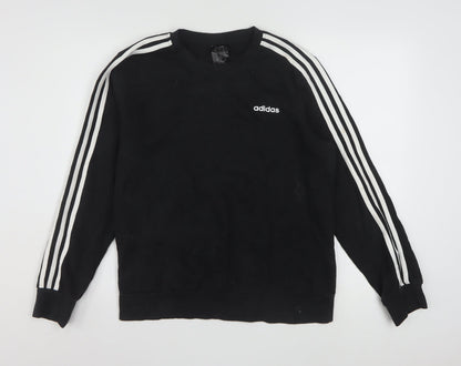 Adidas Womens Black L 16-18 Pullover Sweatshirt Cotton Blend