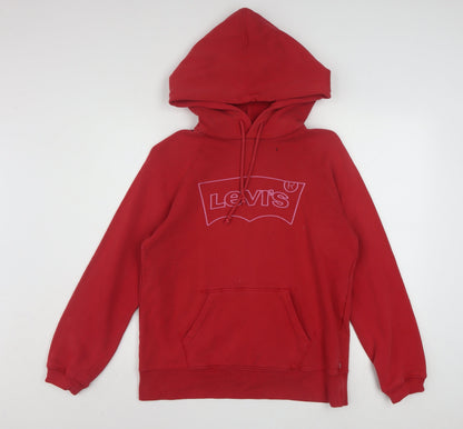 Levi's Womens Red XS Pullover Hoodie with Logo Print