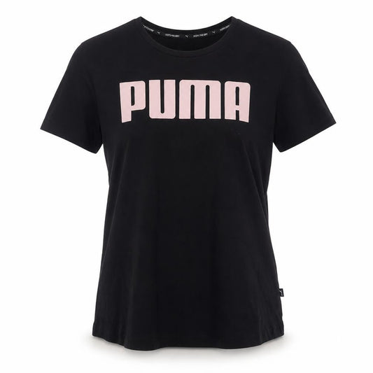 Front view of Puma women’s black basic t-shirt large crew neck short sleeve