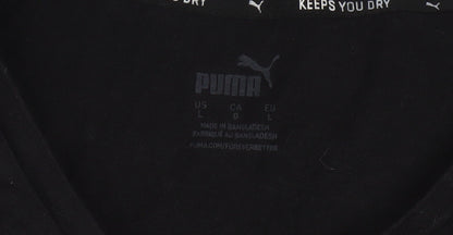 Puma Womens Black Basic T-Shirt Large Crew Neck Short Sleeve