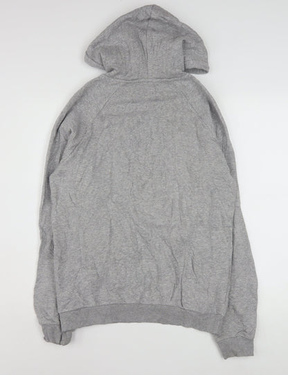 Adidas Mens Grey Pullover Hoodie M Graphic Logo Sportswear