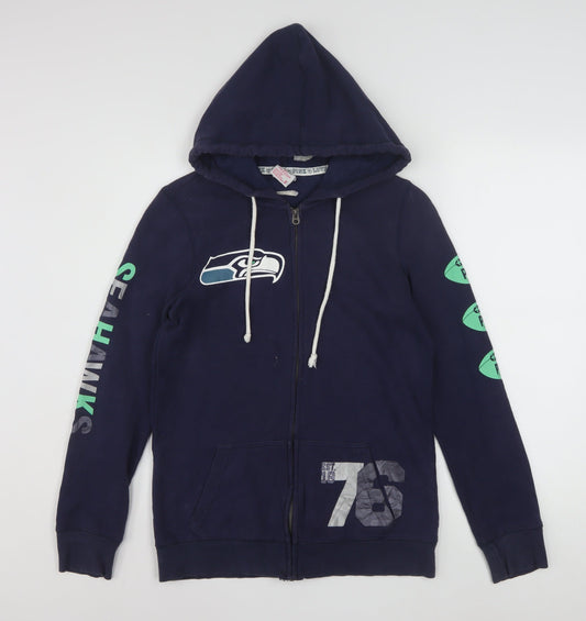 Victoria's Secret PINK Women Navy Full Zip Hoodie S Seahawks NFL 76 Cotton Blend