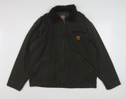 Carhartt Men's Green XL Canvas Work Jacket Full Zip Collared