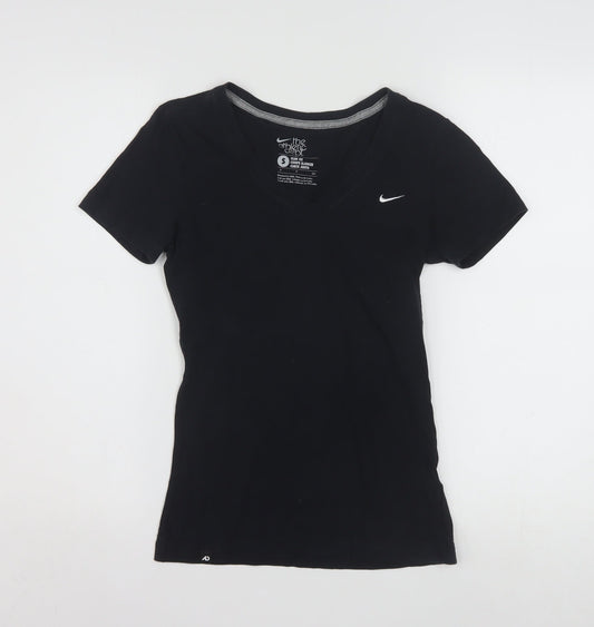 Nike Womens Black Slim Fit V-Neck Short Sleeve T-Shirt Size S