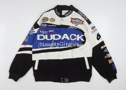 Dudack Men's Blue Varsity Racing Jacket Size M Embroidered Motorsport Style