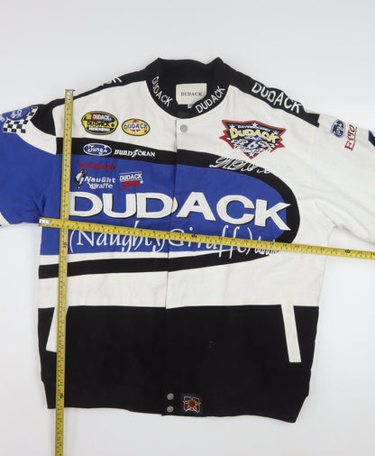 Dudack Men's Blue Varsity Racing Jacket Size M Embroidered Motorsport Style